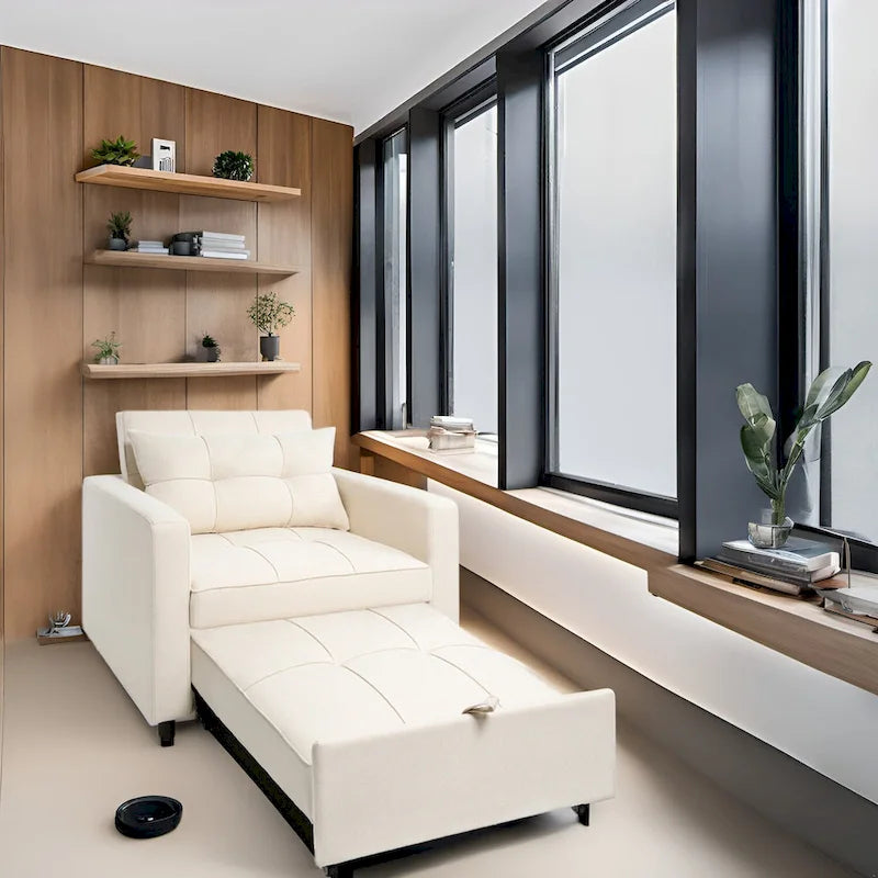 3-in-1 Convertible Recliner Chair Bed - Modern Upholstered Foldable Sleeper Lounge Sofa for Small Spaces