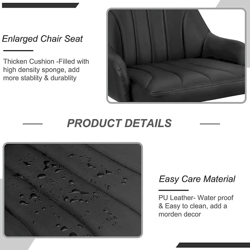 Adjustable Armless Swivel PU Leather Bar Stools Chrome Air Lift Counter Height Stools Set of 4