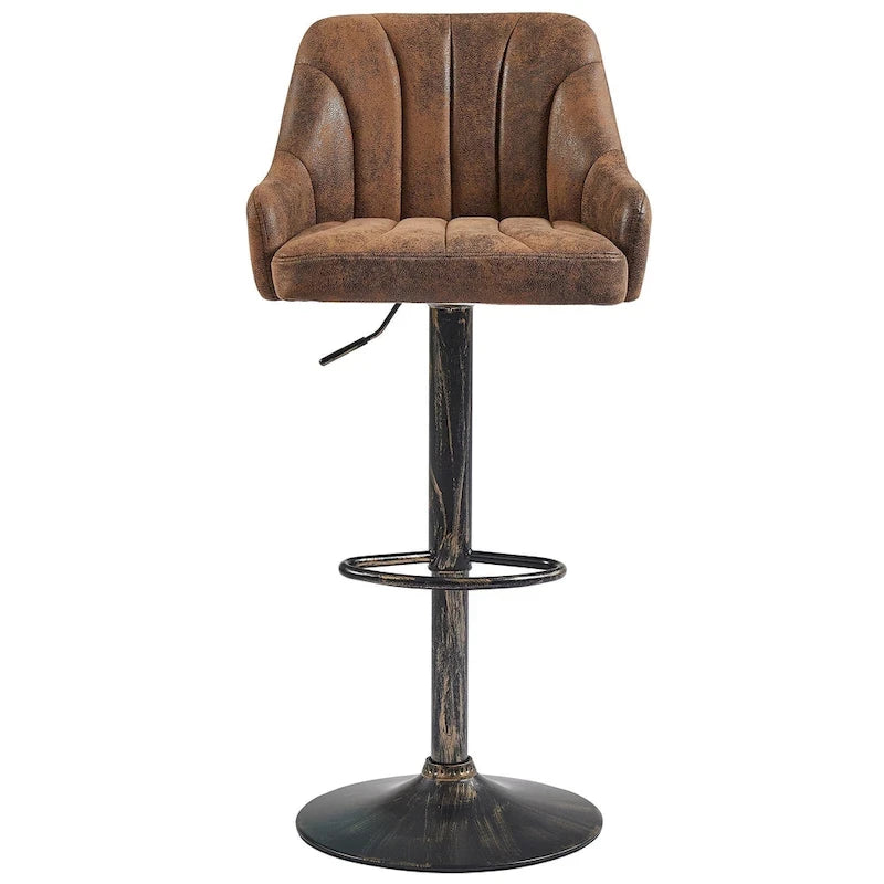 Adjustable Armless Swivel PU Leather Bar Stools Chrome Air Lift Counter Height Stools Set of 4