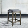 Sonoma Road Weathered Beaten Bark Antique Pewter Metal Upholstered Console Stool - 17x17x26