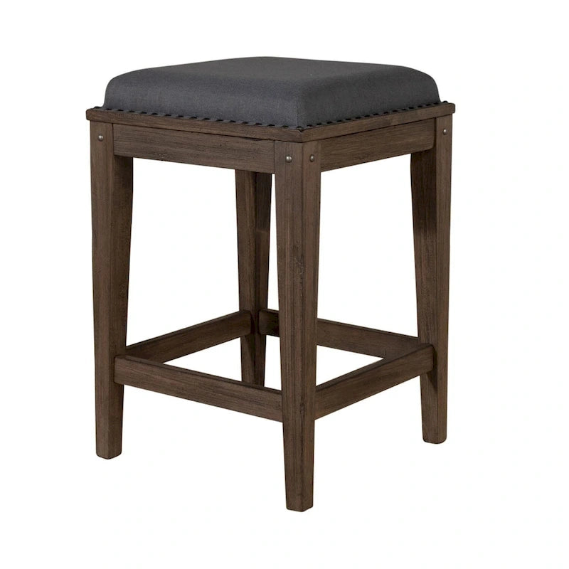 Sonoma Road Weathered Beaten Bark Antique Pewter Metal Upholstered Console Stool - 17x17x26