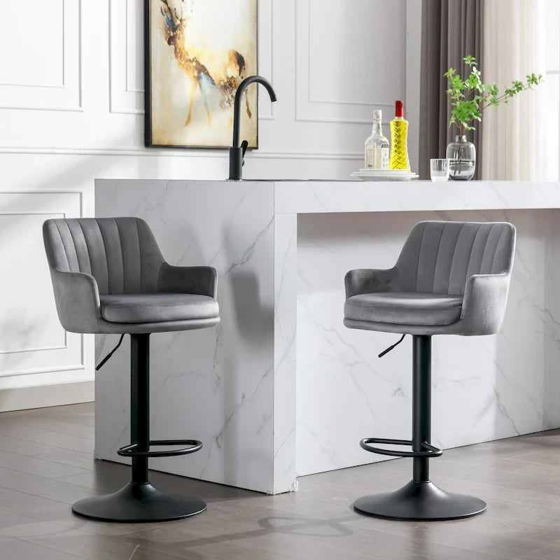 Set of 2 Adjustable Counter Height Bar Chairs for Kitchen