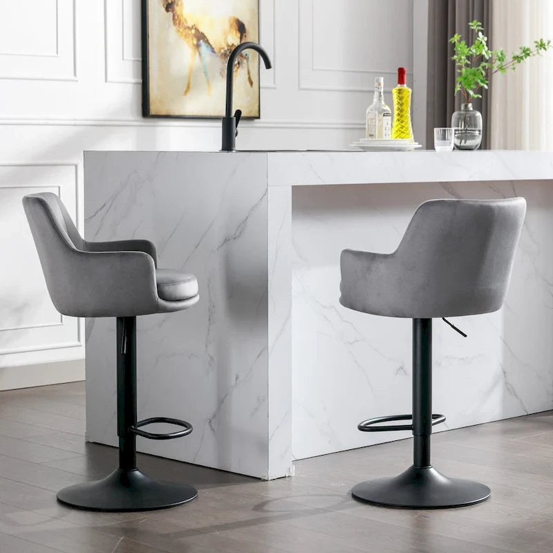 Set of 2 Adjustable Counter Height Bar Chairs for Kitchen