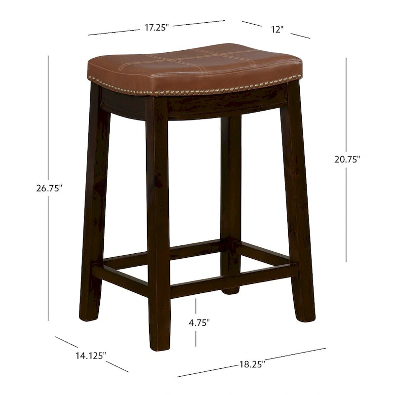 Linon Willamette Cognac Faux Leather Counter Stool