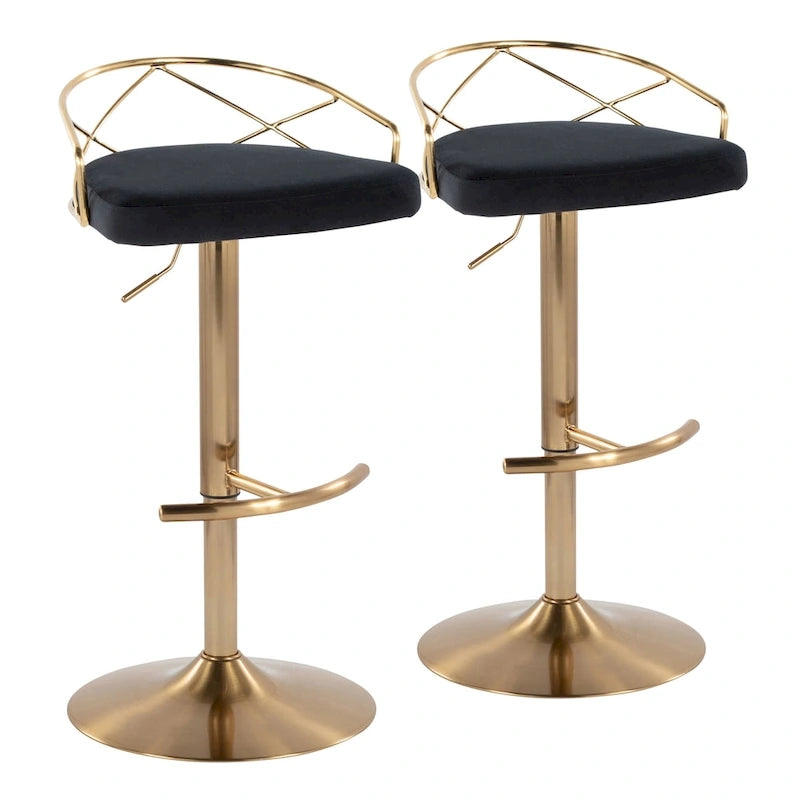 Silver Orchid Charlotte Glam Adjustable Bar Stool (Set of 2)