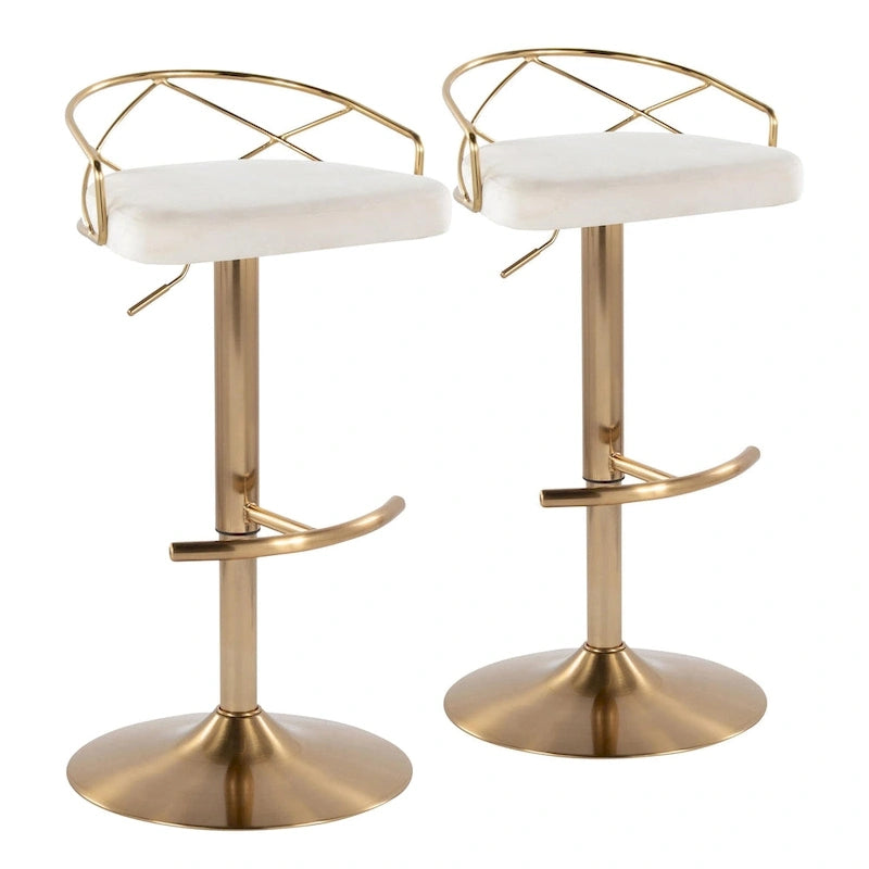 Silver Orchid Charlotte Glam Adjustable Bar Stool (Set of 2)