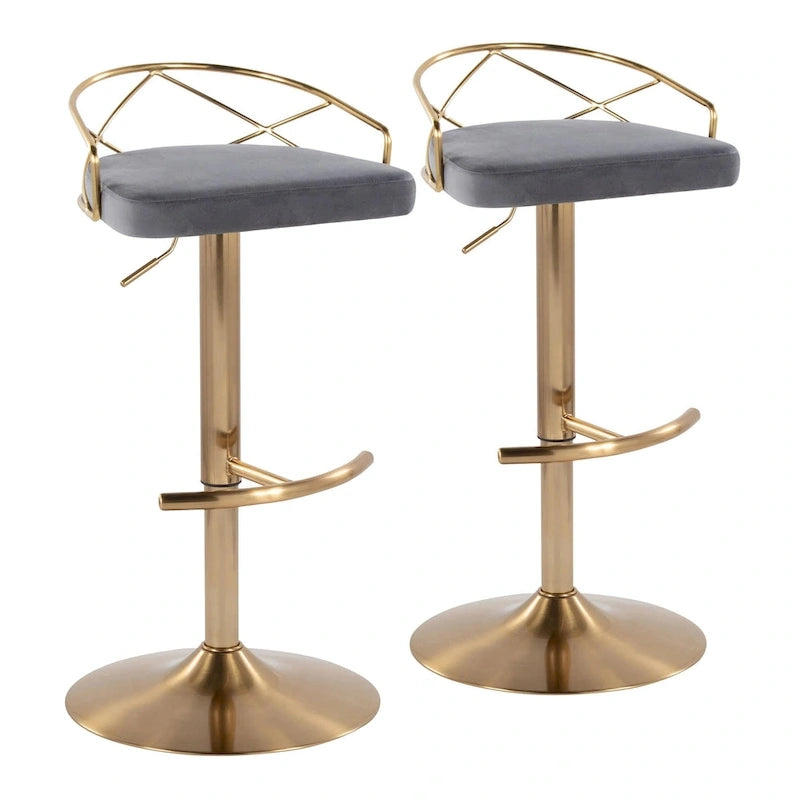 Silver Orchid Charlotte Glam Adjustable Bar Stool (Set of 2)