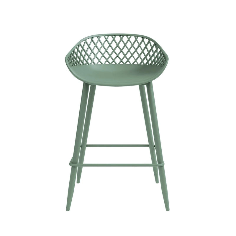 Kurv Mid-Century Modern Counter Stool with Steel Legs for Indoors or Outdoors - Set of 2