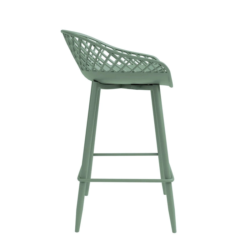 Kurv Mid-Century Modern Counter Stool with Steel Legs for Indoors or Outdoors - Set of 2