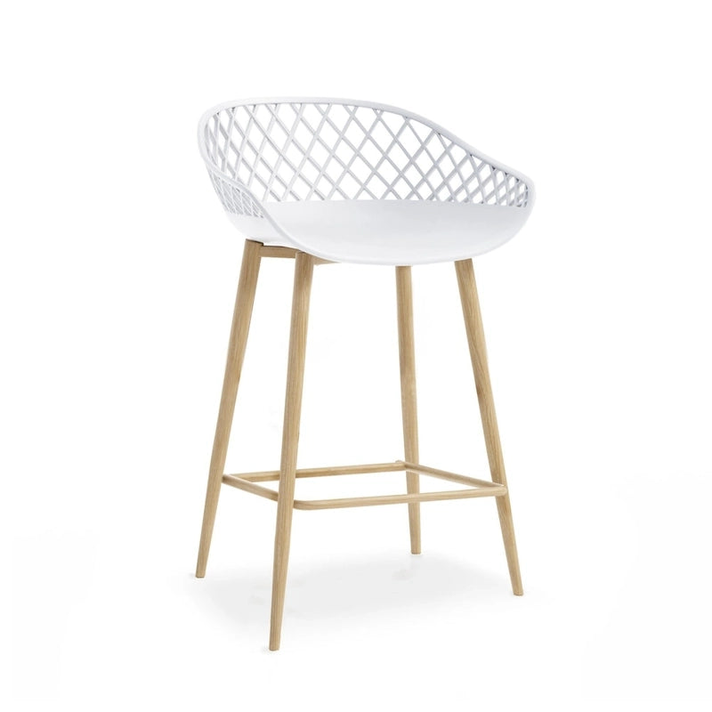 Kurv Mid-Century Modern Counter Stool with Steel Legs for Indoors or Outdoors - Set of 2