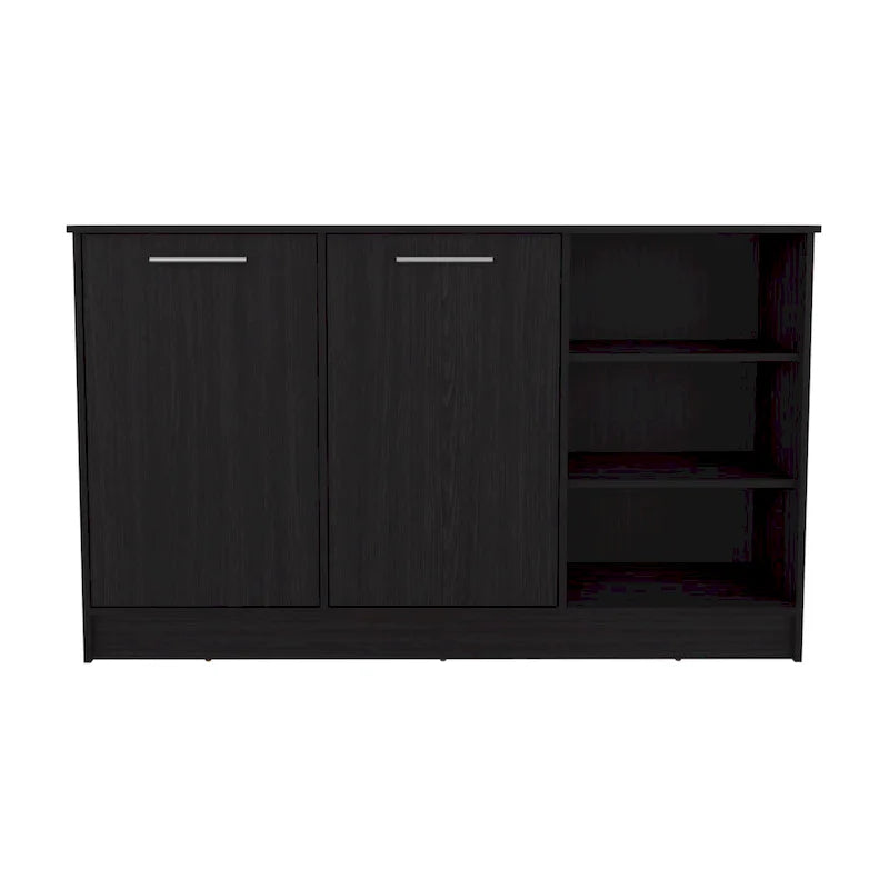 Ginger 59-inch Wide Kitchen Island with 3 Open Shelves and 2 Cabinets