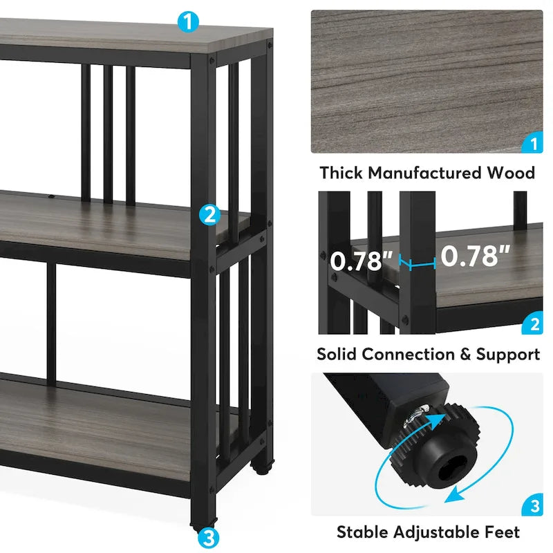 70.9 Narrow Long Console Table, 3 Tiers Sofa Table with Storage Shelves, Entryway Table