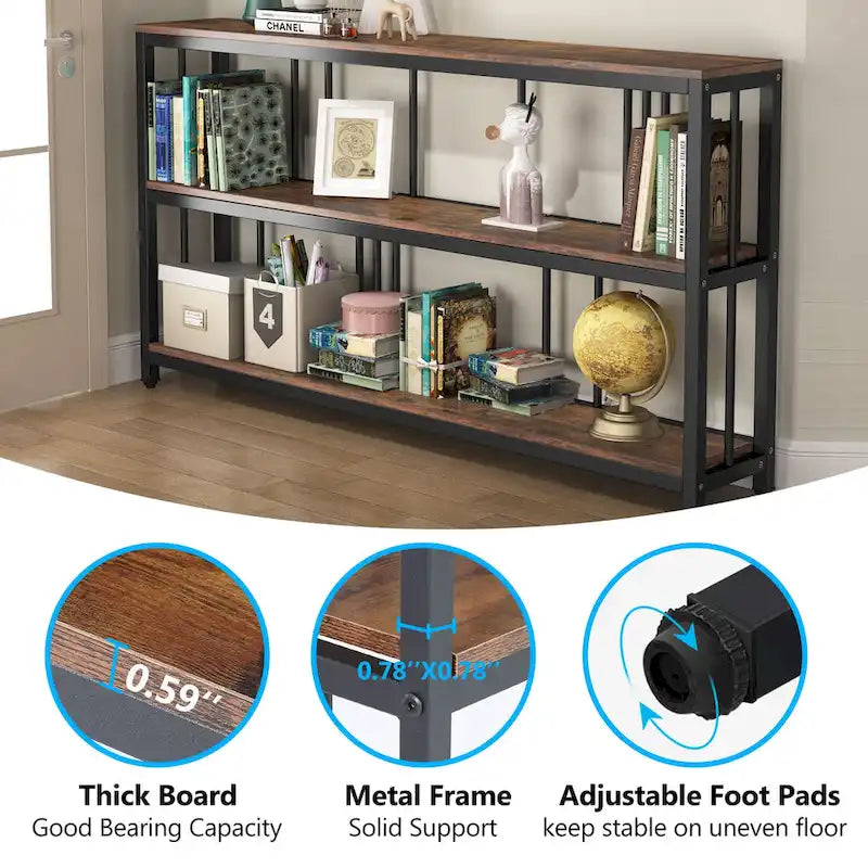 70.9 Narrow Long Console Table, 3 Tiers Sofa Table with Storage Shelves, Entryway Table