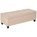 Storage Bench,End of Bed Bench, Linen Fabric Storage Chest with Lift Top, Tufted Ottoman with Storage for Living Room