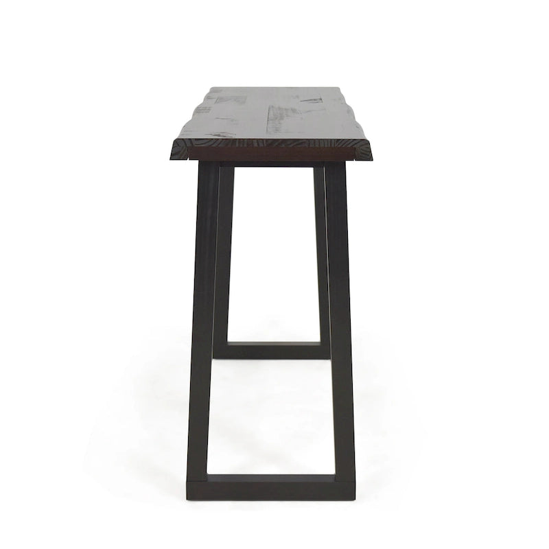 Steve Silver Joliet Live Edge Distressed Cherry and Ebony Console Bar Table