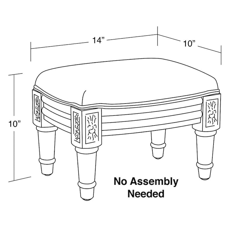 Taupe Chinoiserie Footstool with wood stained finish
