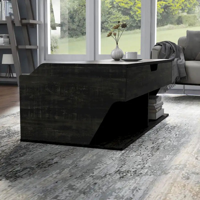 DH BASIC Transitional Black Oak 44-inch Lift-top Coffee Table by Denhour