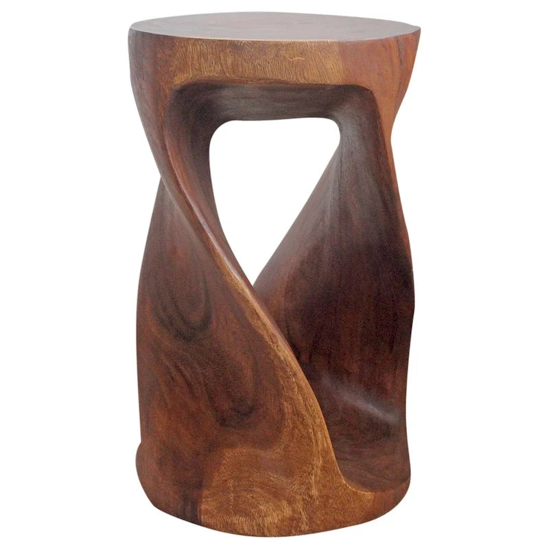 Haussmann Round Wood Twist Accent Table 14in DIAx23in High Walnut Oil - 14 x 14 x 23