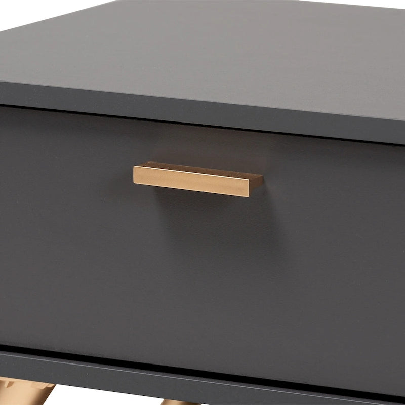 Kelson Modern Dark Grey and Gold Finished Wood Coffee Table