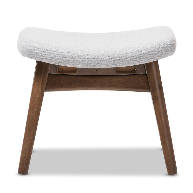 Baxton Studio Mid-Century Light Grey Fabric Upholstered Footstool