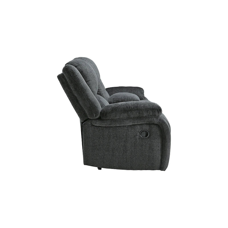 Draycoll Contemporary Double Reclining Loveseat w/Console, Slate - Medium