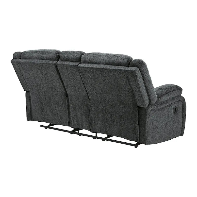 Draycoll Contemporary Double Reclining Loveseat w/Console, Slate - Medium