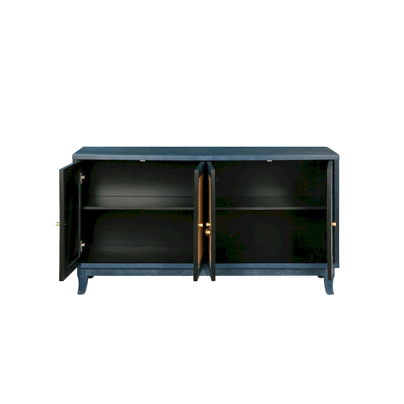 Modern Accent Storage Cabinet Sideboard Wooden Cabinet Console Table with 4 Doors and Adjustable Shelves