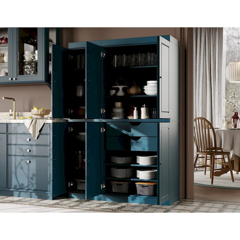 Palace Imports 100% Solid Wood China Pantry with Glass or Solid Wood Doors and 2-Drawers - 48.5 x 71.5