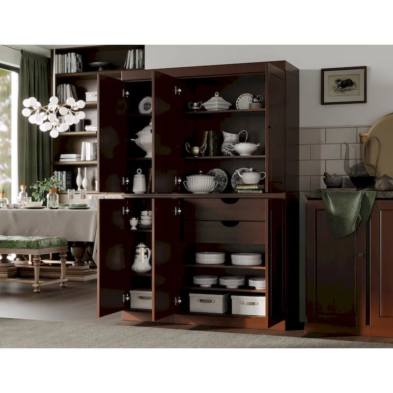 Palace Imports 100% Solid Wood China Pantry with Glass or Solid Wood Doors and 2-Drawers - 48.5 x 71.5