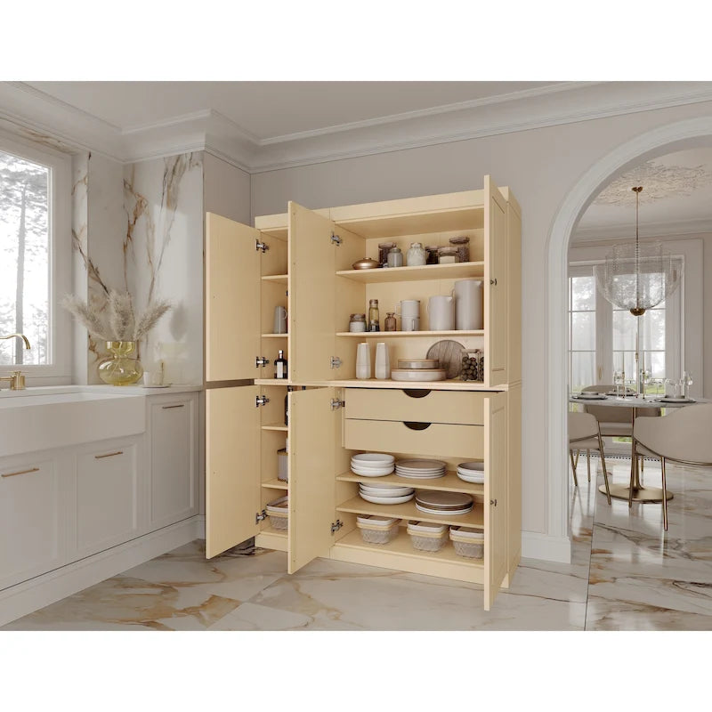 Palace Imports 100% Solid Wood China Pantry with Glass or Solid Wood Doors and 2-Drawers - 48.5 x 71.5