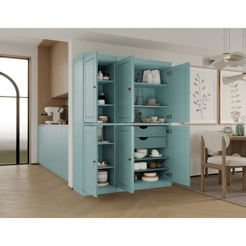 Palace Imports 100% Solid Wood China Pantry with Glass or Solid Wood Doors and 2-Drawers - 48.5 x 71.5