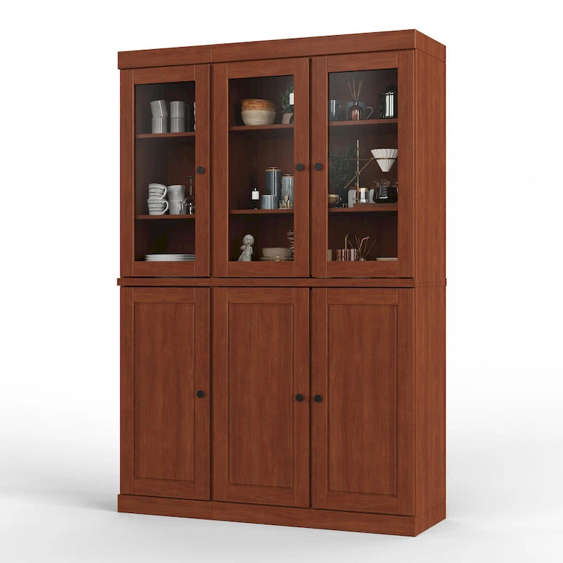 Palace Imports 100% Solid Wood China Pantry with Glass or Solid Wood Doors and 2-Drawers - 48.5 x 71.5