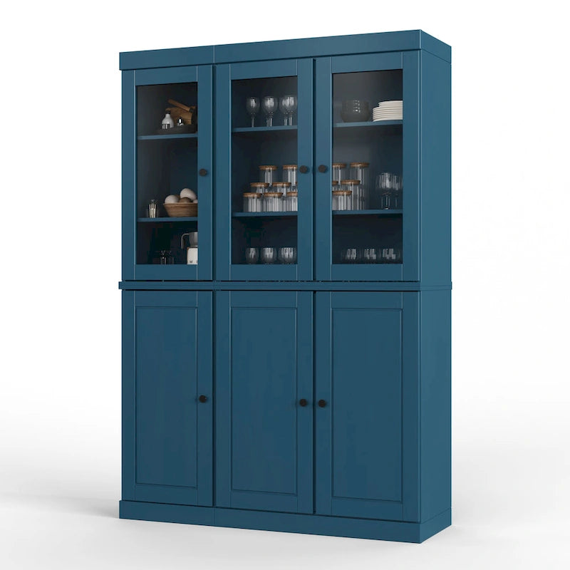 Palace Imports 100% Solid Wood China Pantry with Glass or Solid Wood Doors and 2-Drawers - 48.5 x 71.5