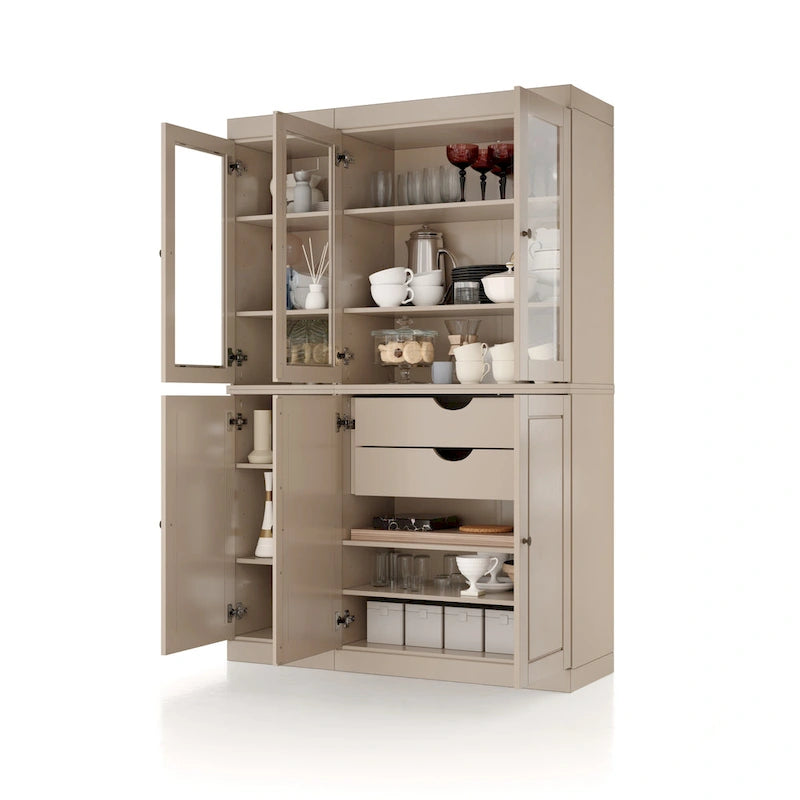 Palace Imports 100% Solid Wood China Pantry with Glass or Solid Wood Doors and 2-Drawers - 48.5 x 71.5