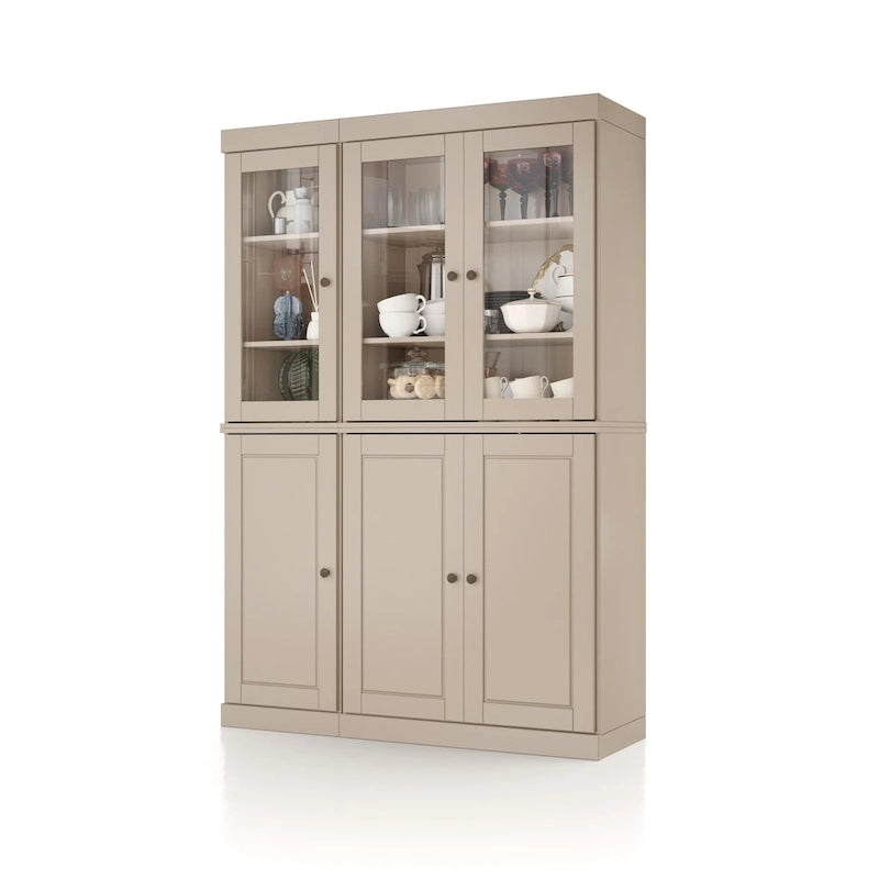 Palace Imports 100% Solid Wood China Pantry with Glass or Solid Wood Doors and 2-Drawers - 48.5 x 71.5