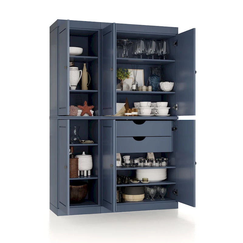 Palace Imports 100% Solid Wood China Pantry with Glass or Solid Wood Doors and 2-Drawers - 48.5 x 71.5