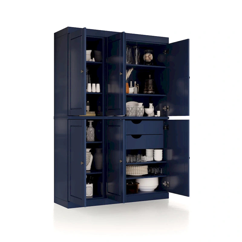 Palace Imports 100% Solid Wood China Pantry with Glass or Solid Wood Doors and 2-Drawers - 48.5 x 71.5