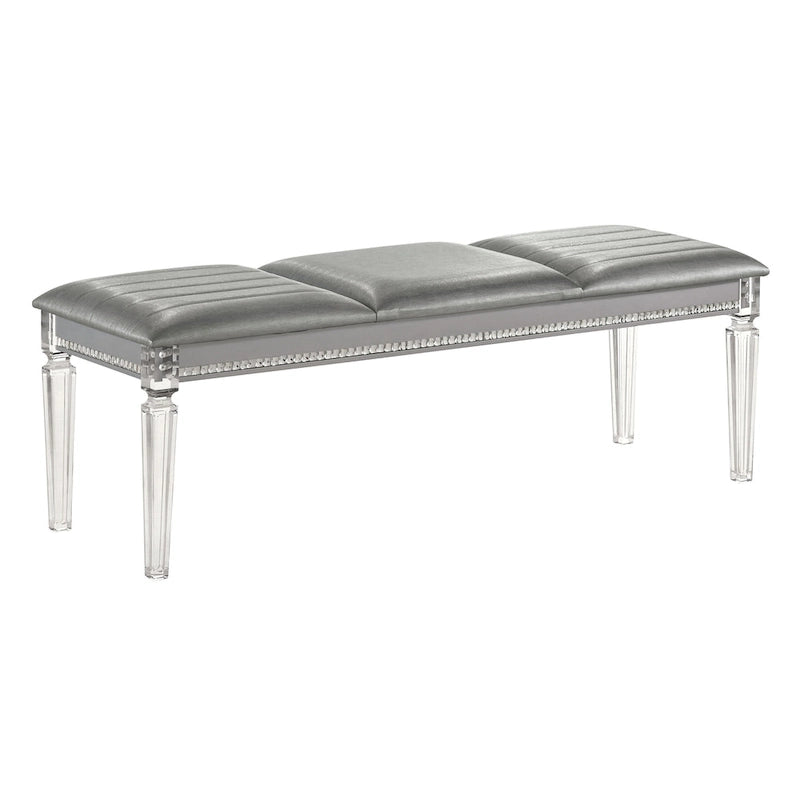 Xian Glam Clear Faux Leather Padded Bedroom Bench by Furniture of America
