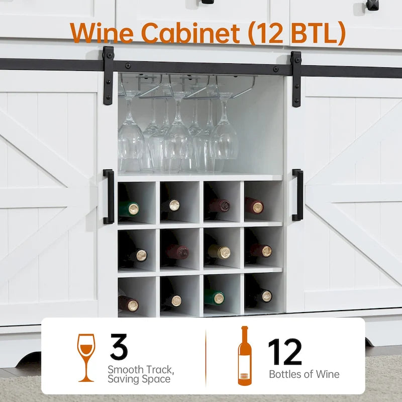 Ukuowu Farmhouse Buffet Cabinet with Storage for Kitchen, Dining Room, Reclaimed Barnwood