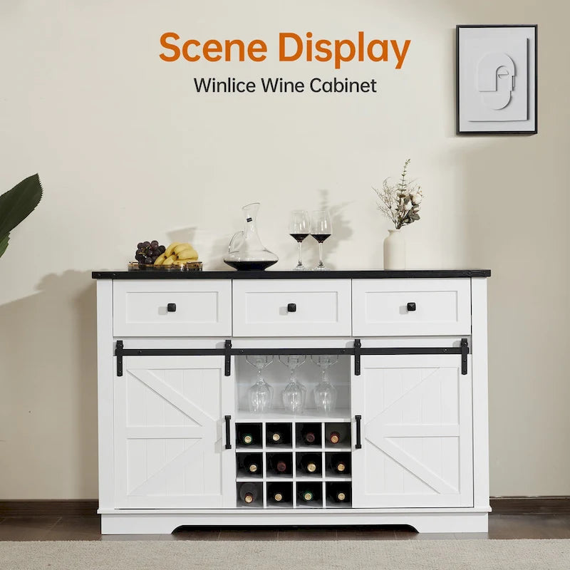 Ukuowu Farmhouse Buffet Cabinet with Storage for Kitchen, Dining Room, Reclaimed Barnwood