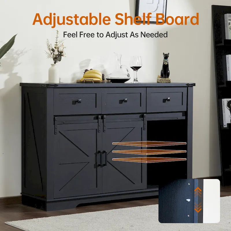 Ukuowu Farmhouse Buffet Cabinet with Storage for Kitchen, Dining Room, Reclaimed Barnwood