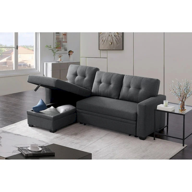 Upholstered Pull out Sectional Sofa with Chaise
