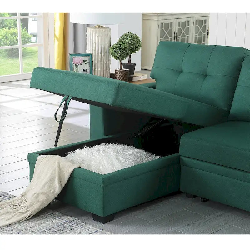 Upholstered Pull out Sectional Sofa with Chaise