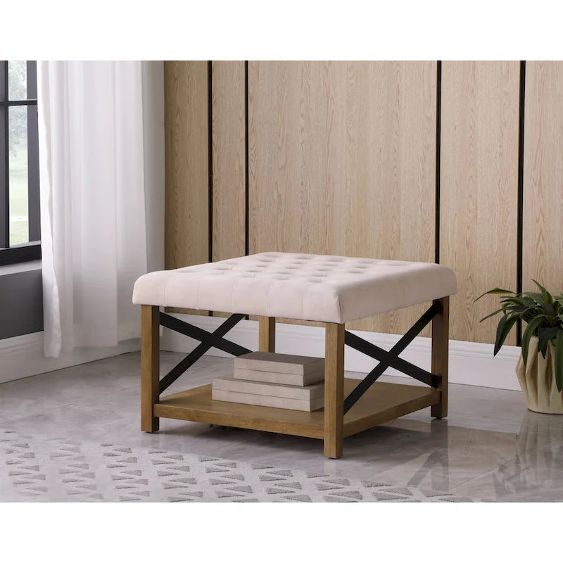 HomePop Tufted Top square cocktail Ottoman