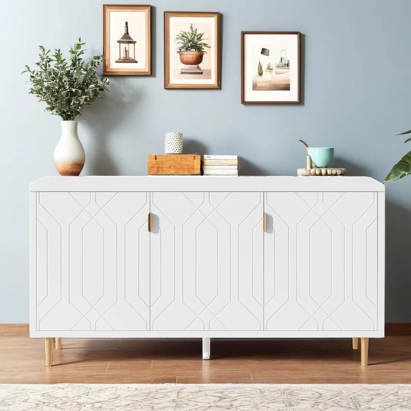 Media Entertainment Center, Console Table with Adjustable Shelves,Storage Sideboard Cabinet for Living Room