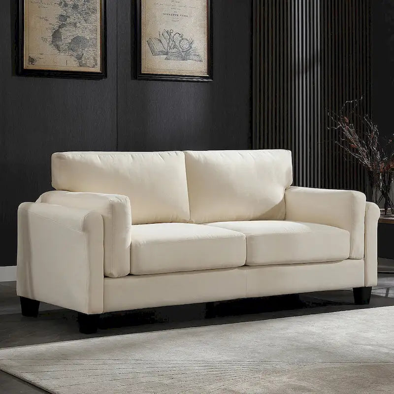 Morden Fort Modern Double Arm Sofa,Deep Seat Couch,Pillowed Back Cushions,Durable Upholstered Fabric