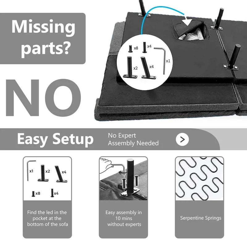 Modern Linen Futon with Memory Foam and Adjustable Armrests