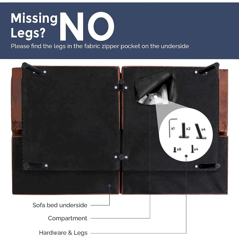 Modern Linen Futon with Memory Foam and Adjustable Armrests