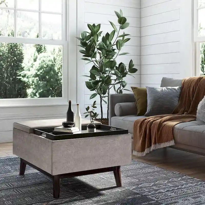 WYNDENHALL Ethan 34 inch Wide Mid Century Modern Rectangle Table Ottoman