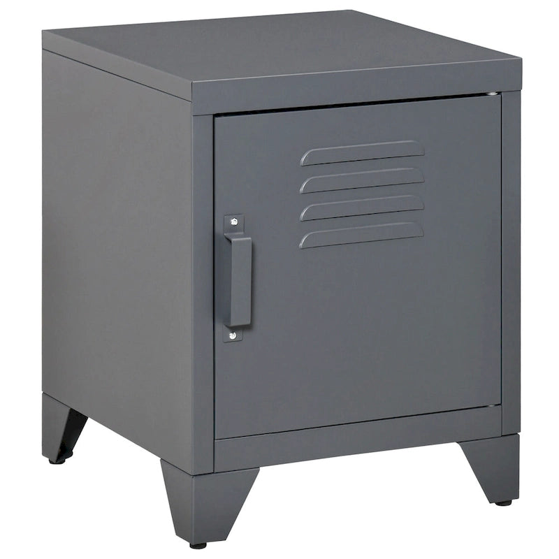 HOMCOM Industrial End Table, Living Room Side Table with Locker-Style Door and Adjustable Shelf - 15.75x15.75x19.75